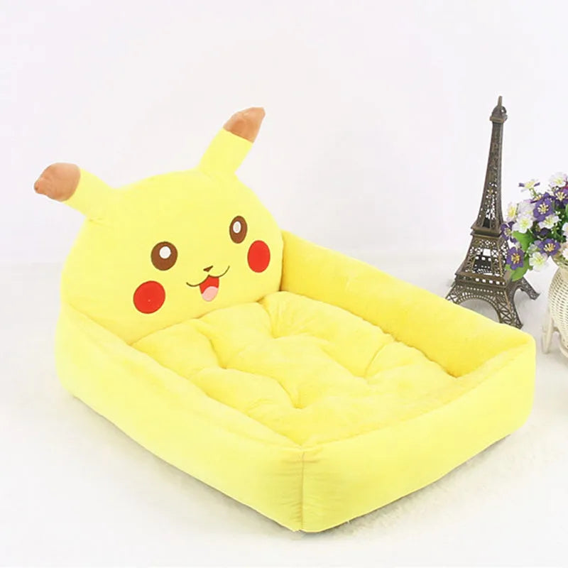 Cartoon-style washable pet bed sofa for small dogs and cats in winter warm plush fabric