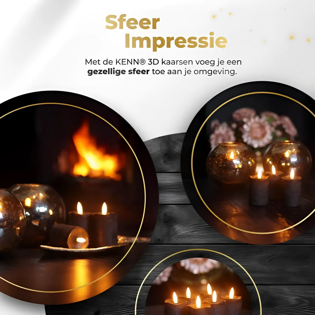 Four black LED pillar candles with flickering flame effect, shown together