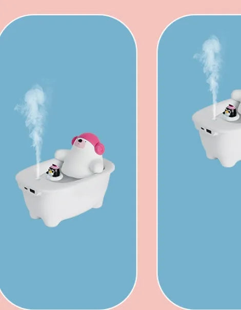 White USB air humidifier and aromatherapy diffuser with large water tank on a desk