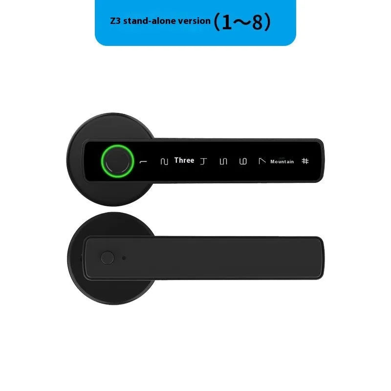 Black smart door lock with spherical card design for interior wooden doors