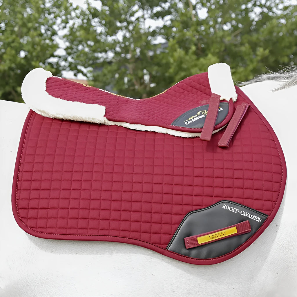 Riding saddle pad for equestrian and cycling with wool construction in multiple colour options