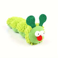 Green interactive plush cat toy with sports ball and fishing rod design