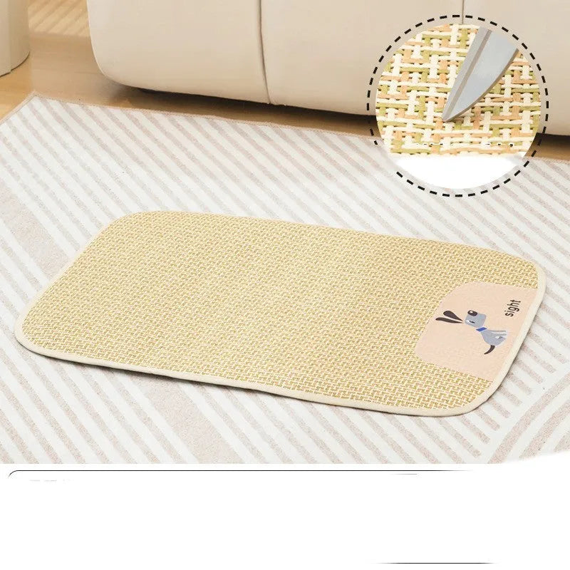 Summer cat dog universal cold mat woven fabric beige cooling pet bed