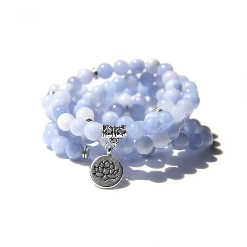 Vintage natural stone bracelet for women featuring a lotus design on a geometric setting.