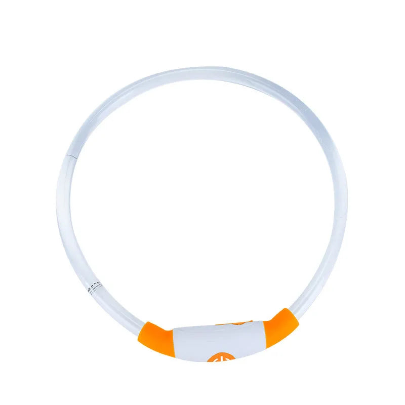 USB rechargeable LED dog safety collar with glowing light and adjustable 70cm TPU construction