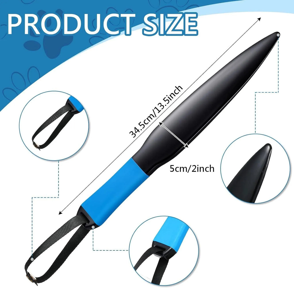 Blue handled nylon dog training stick measuring 35cm for small and medium dogs