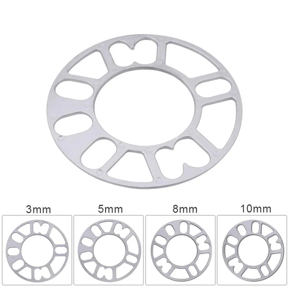 Automotive wheel hub widening gasket spacer in various thicknesses for brake clearance.