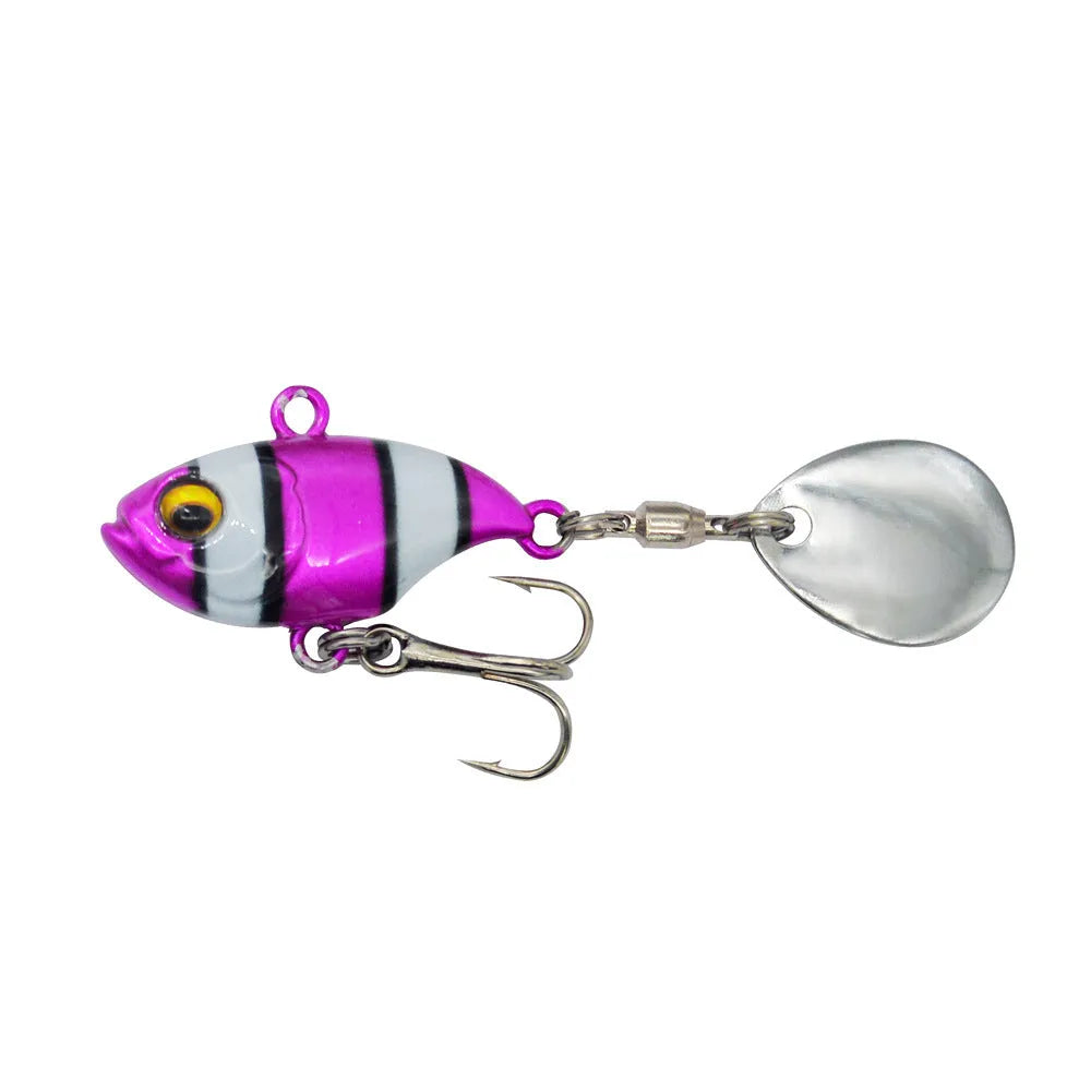 Metal sea fishing iron plate lure with rotating sequin in six colour variations