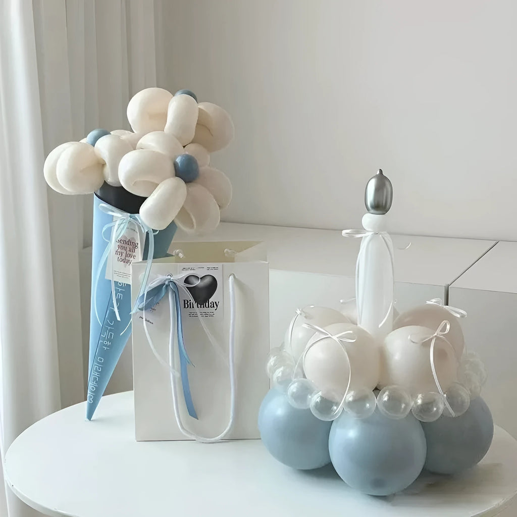DIY balloon bouquet kit with round balloons and sticks for cake decoration