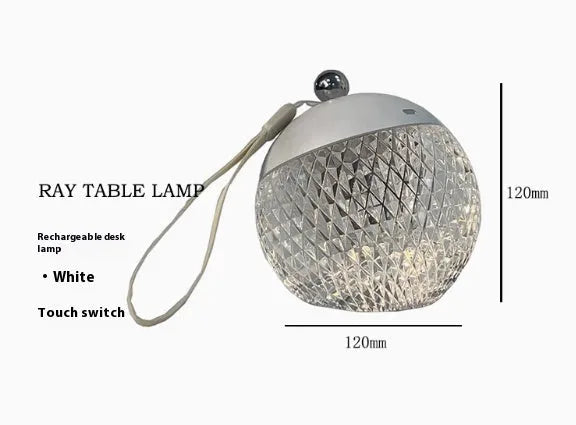 Portable dimmable LED night lamp with touch control in minimalist design, 12cm diameter and height