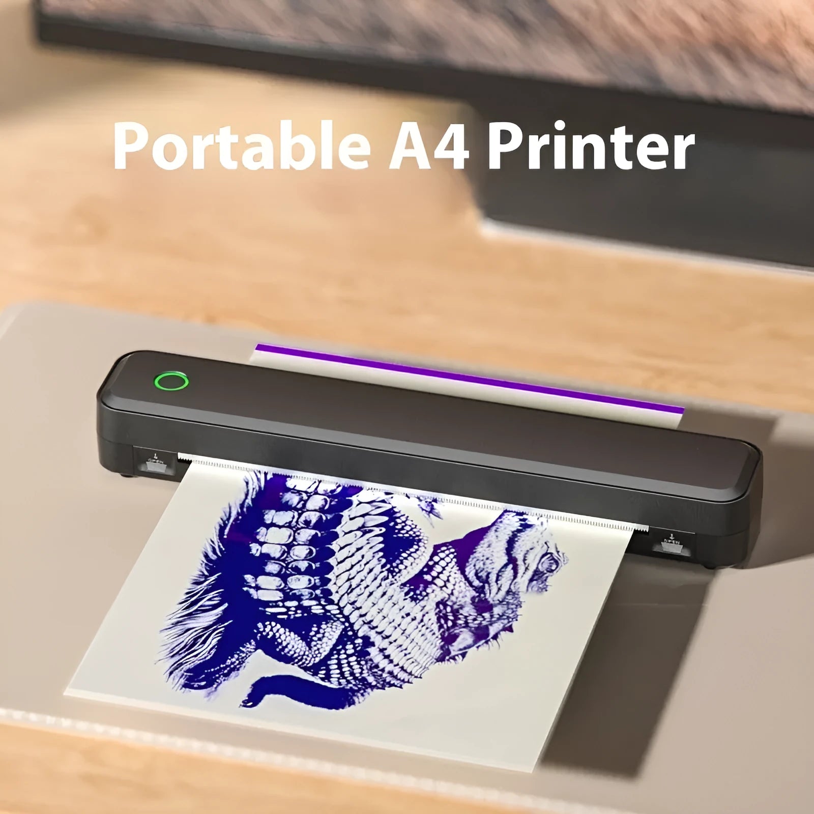 Compact black or white thermal printer with Bluetooth connectivity for mobile phone drawing printing