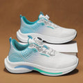 Men's low-top mesh sneakers with rotating buckle closure in black and blue colourway