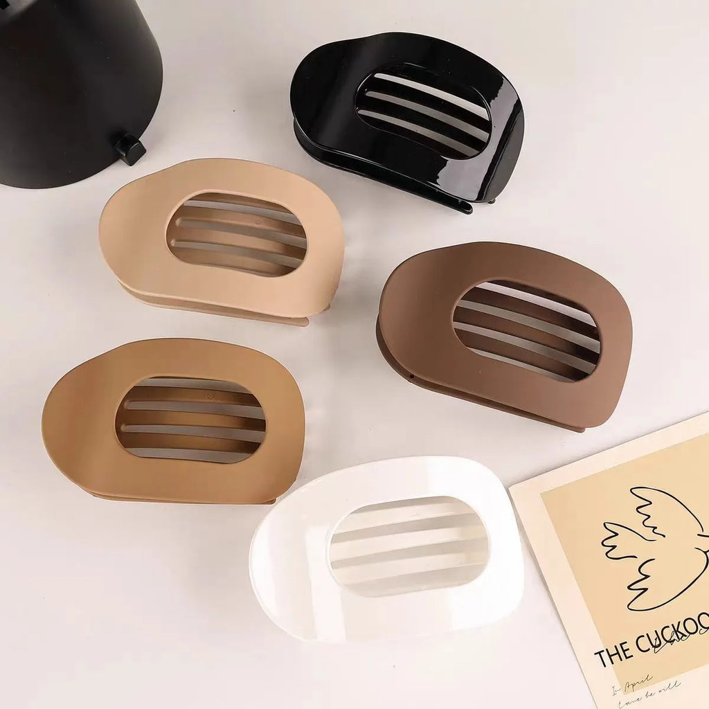 Large duckbill hair clip for women back head updo, matte black finish, baking varnish, simple quadrilateral shape