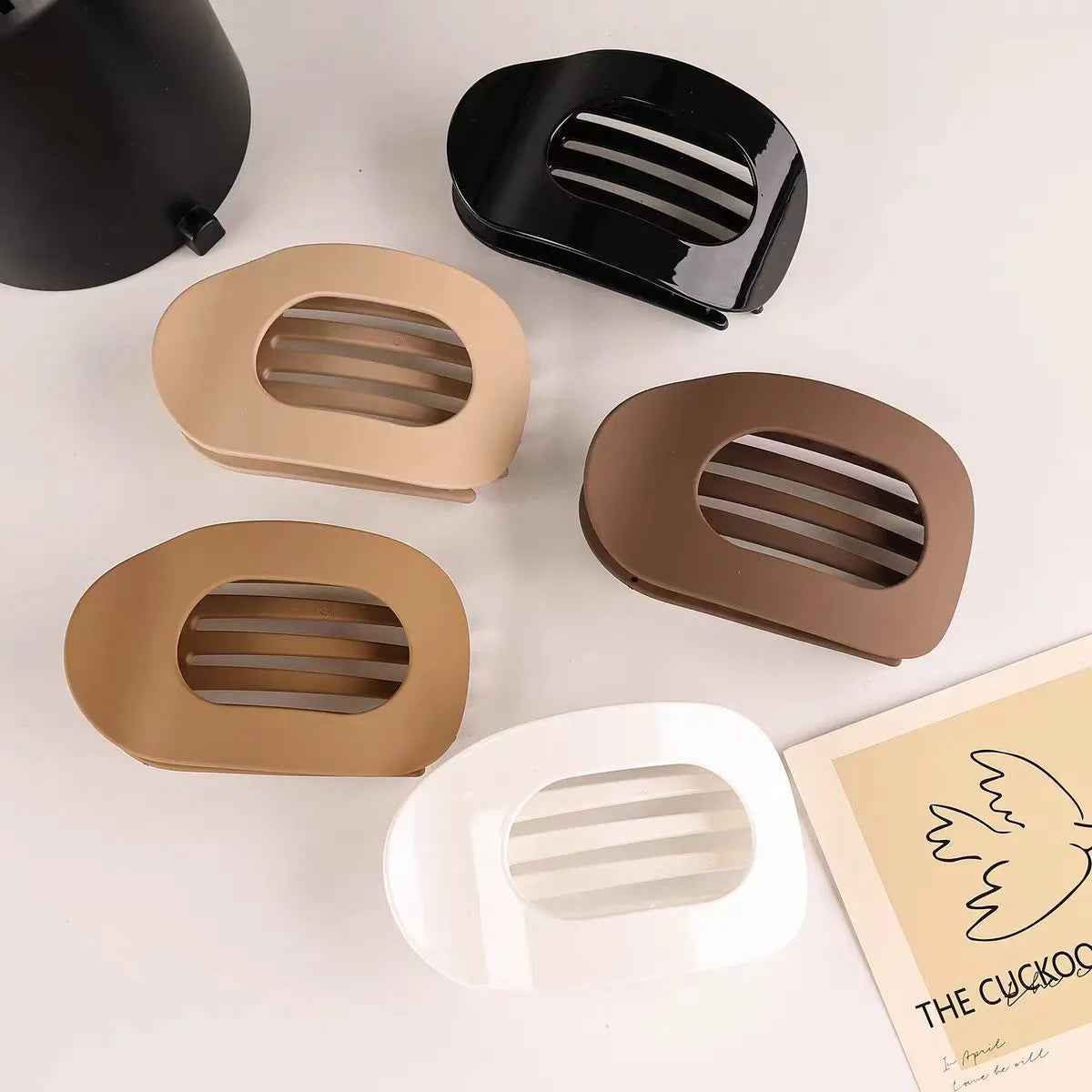 Large duckbill hair clip for women back head updo, matte black finish, baking varnish, simple quadrilateral shape
