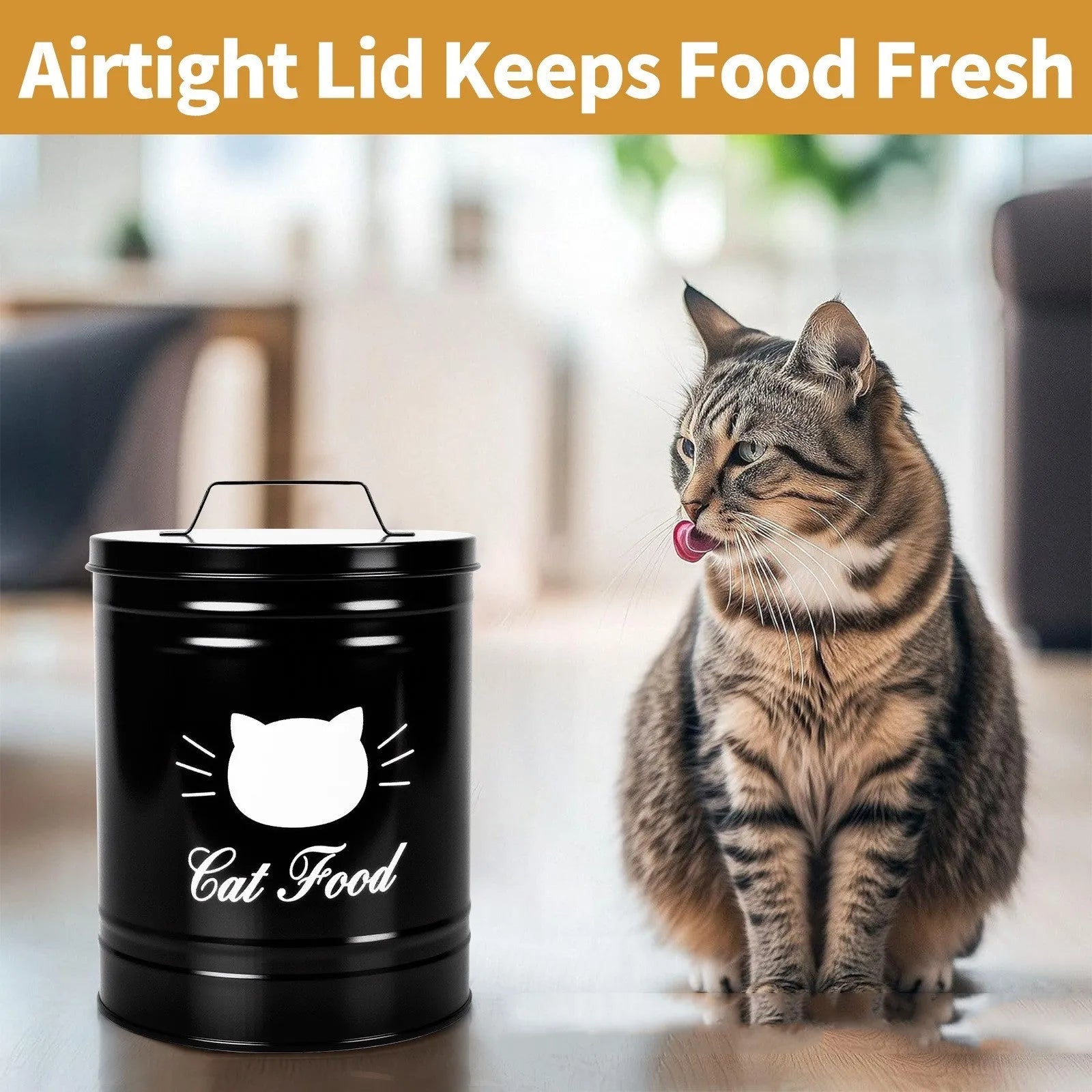 Round black iron sheet kitchen storage canister for dry goods like coffee or sugar, 301-500ml capacity.