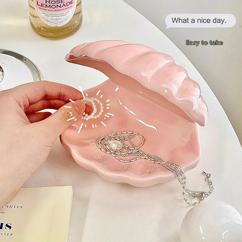 White porcelain ornament board with integrated small night lamp and storage tray for jewellery.