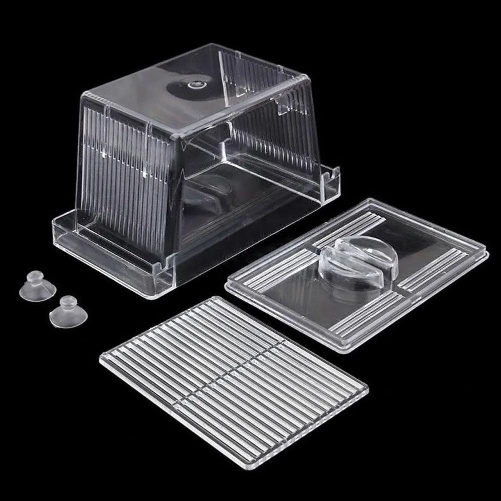 Transparent PS plastic aquarium incubation box 12.5x7x7cm for fish breeding isolation horizontal hatchery