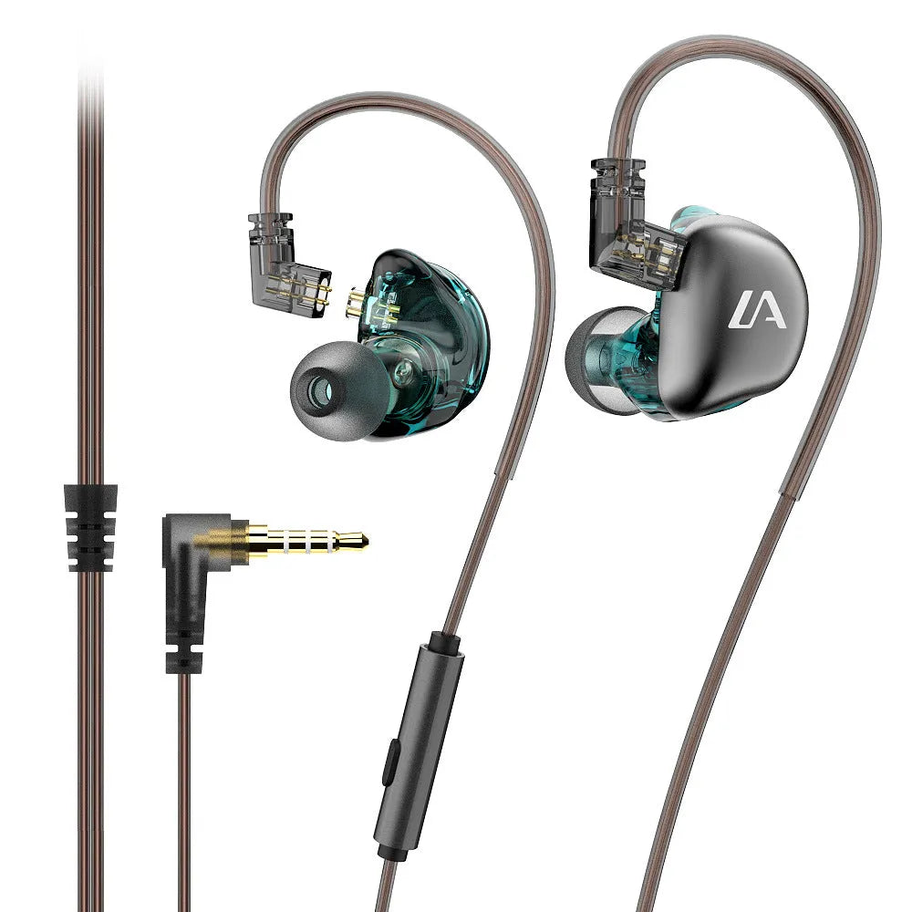 LE3 in-ear wired headset with ear-hook design and silver-plated cable