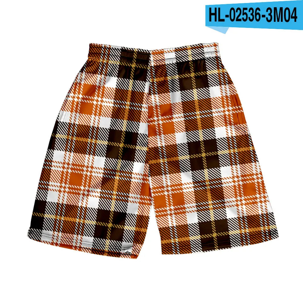 Men's plaid casual shorts with a straight-leg cut and elastic waistband in a selection of colours.