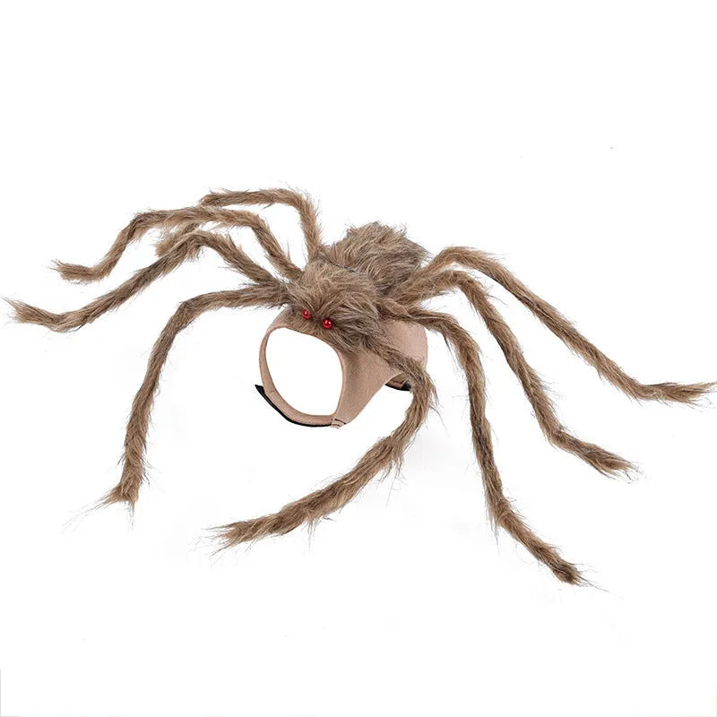 Halloween spider costume for pets in polyester available in grey, brown, black, and purple colours