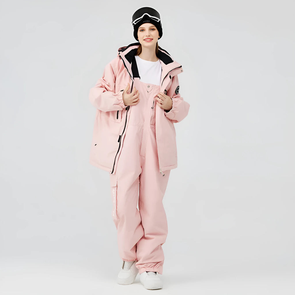 Men's and women's winter ski suit in blue and black colour combination for snow sports