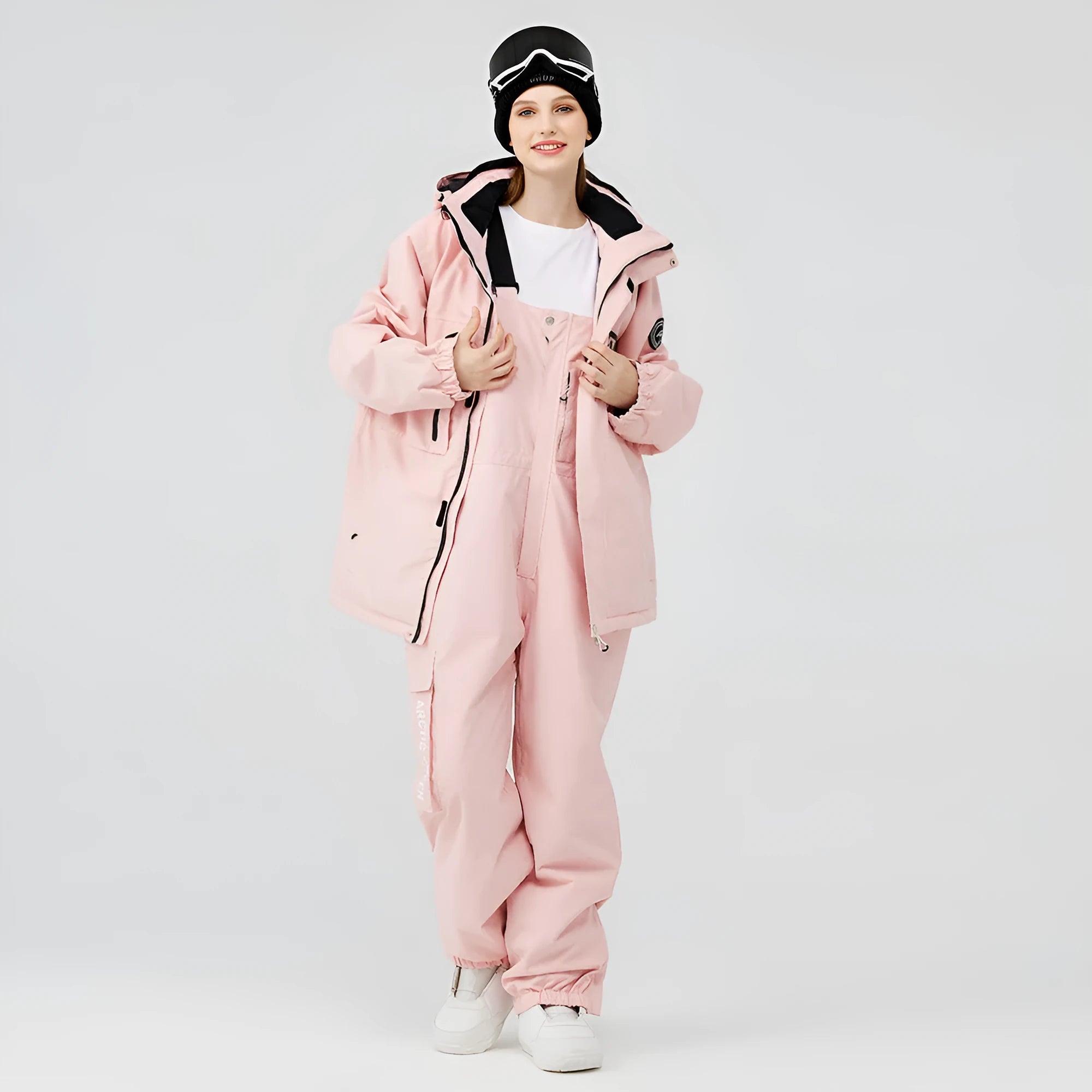 Men's and women's winter ski suit in blue and black colour combination for snow sports