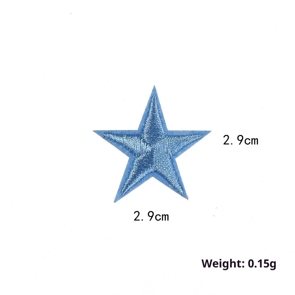 Colourful five-pointed star cloth embroidery stickers for DIY clothing decoration and craft projects