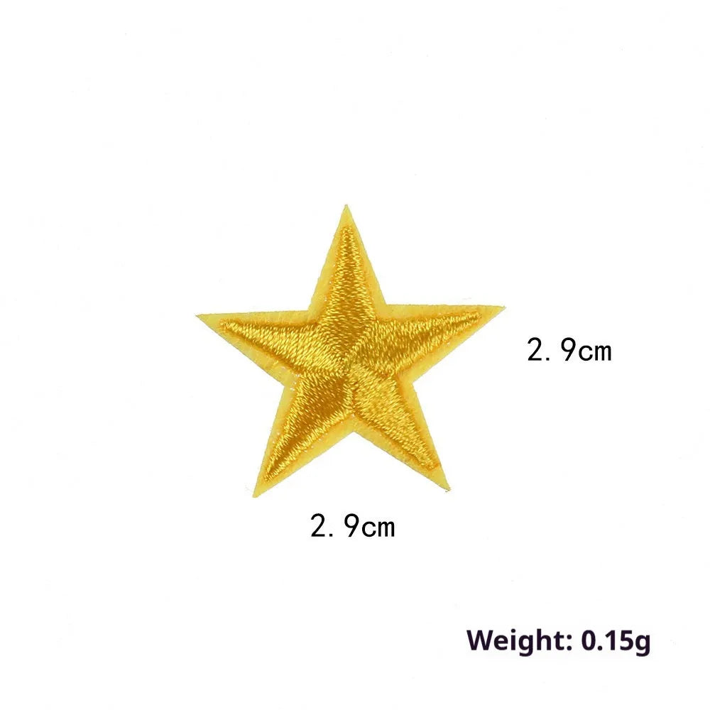 Colourful five-pointed star cloth embroidery stickers for DIY clothing decoration and craft projects