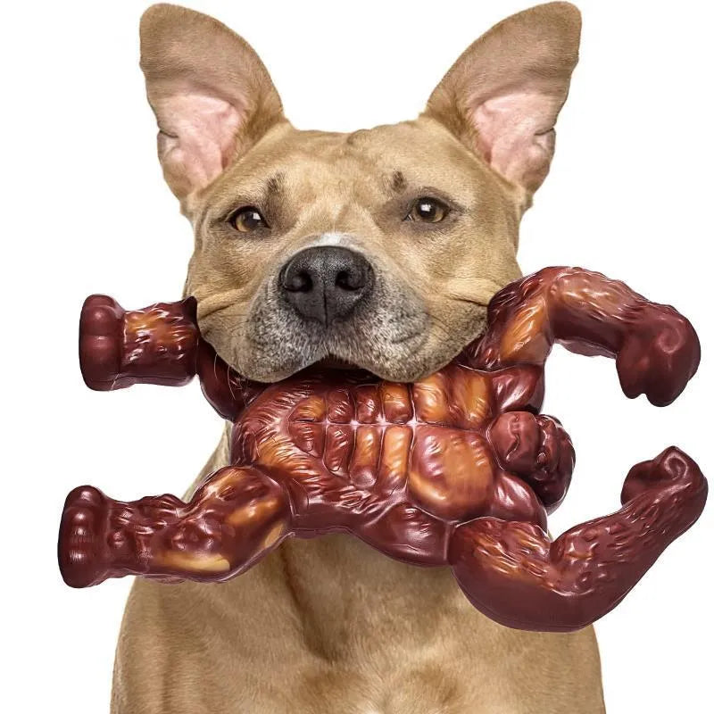 Scarlet red nylon dog chew toy with textured surface for dental cleaning