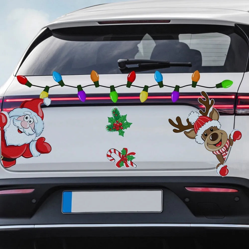 Christmas elk cartoon reflective magnetic sticker with 6 threads, medium size