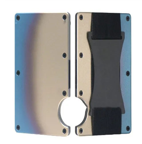Metal card bag wallet with RFID anti-theft blocking, solid colour, frosted finish, unisex coin and card holder