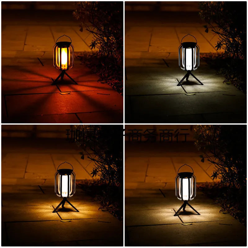 Solar powered LED camping tent light with aluminium alloy and ABS housing, 500 lumens, fluorescent fixture colour