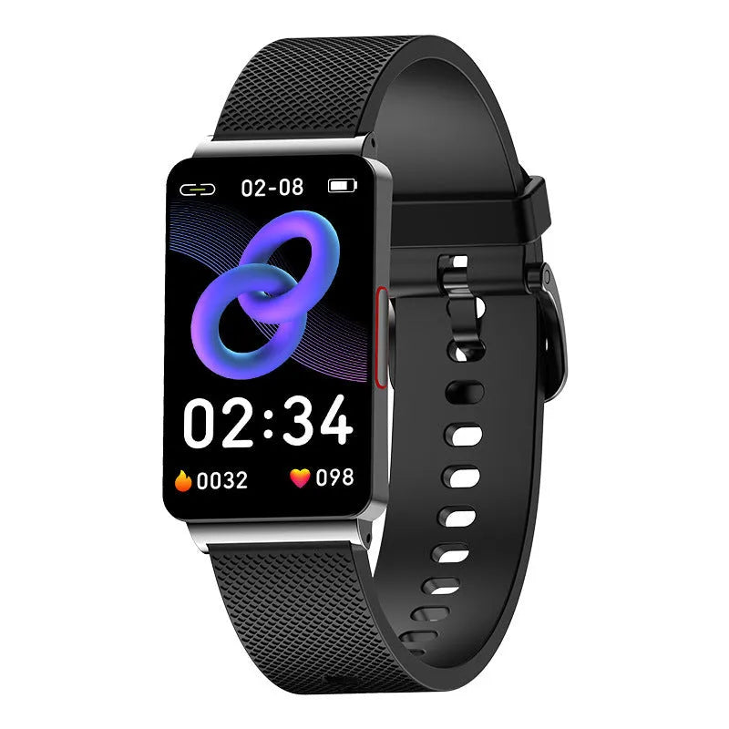 EP08 smart health bracelet showing touch interface and magnetic USB charging connector
