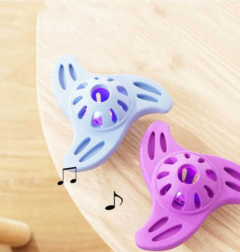 Blue boomerang shaped dog toy with molar texture for medium to large breed puppies