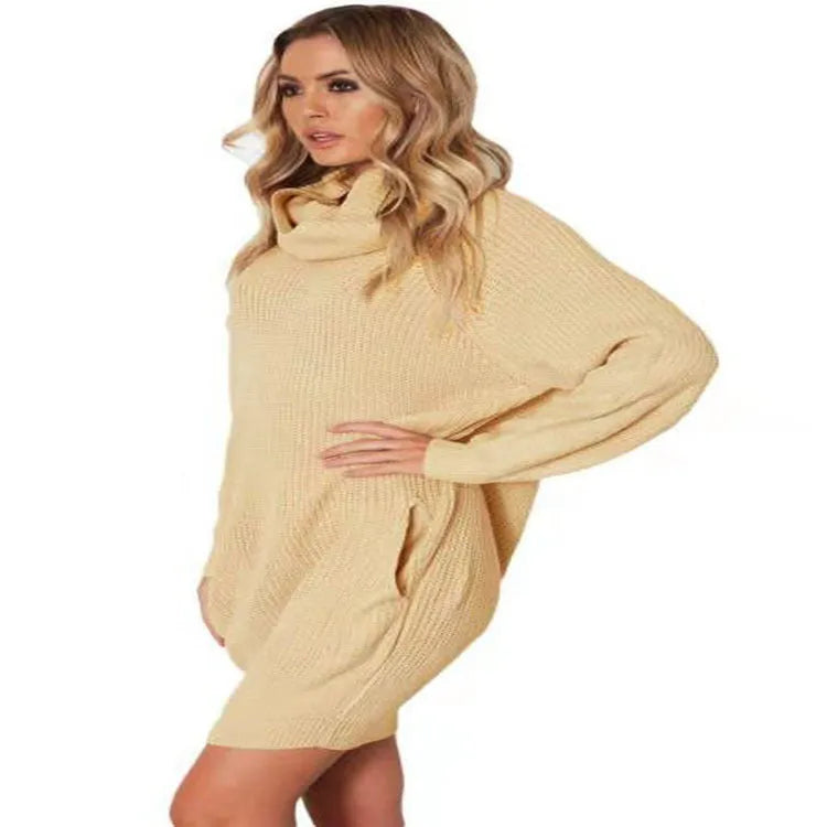 Women's lapel neckline pullover sweater with front pockets in imitation cashmere fabric