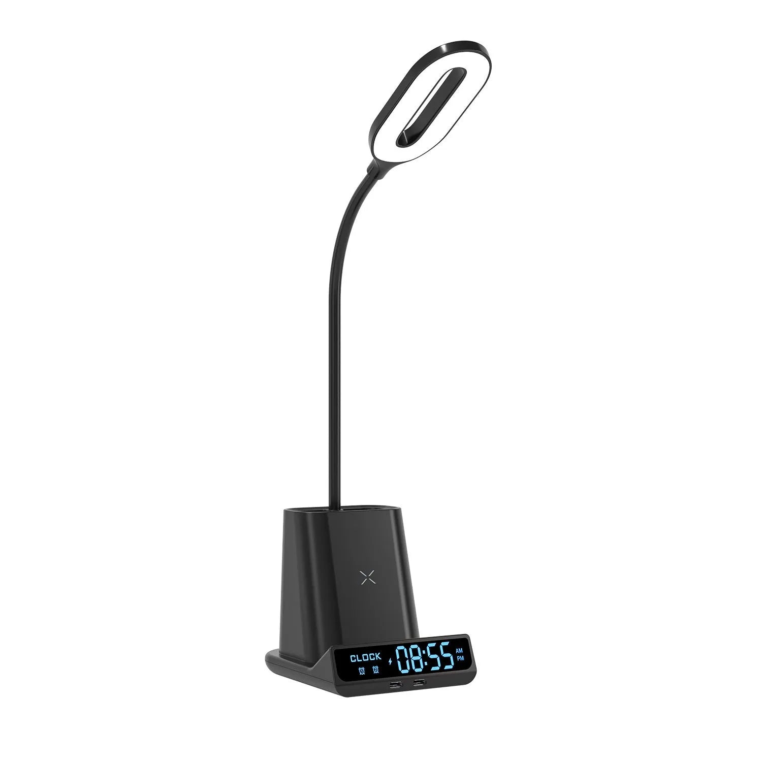 Wireless charging desk lamp with pen holder and storage box in modern minimalist design