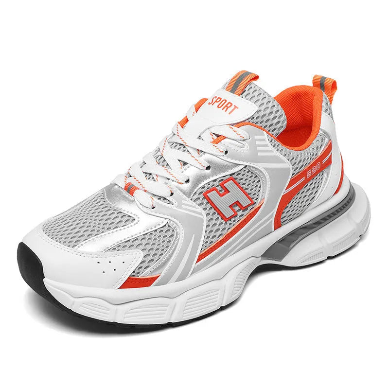 Men's mesh casual running shoes with injection moulded plastic sole in solid colours