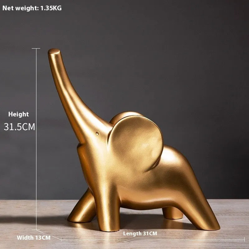 Resin elephant ornament figurine in modern style with rose gold or white finish for home decoration