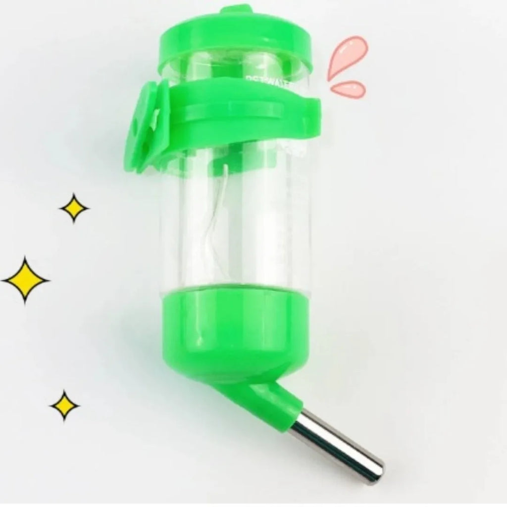 Green plastic ball kettle water feeder with glass tube for rabbits and guinea pigs