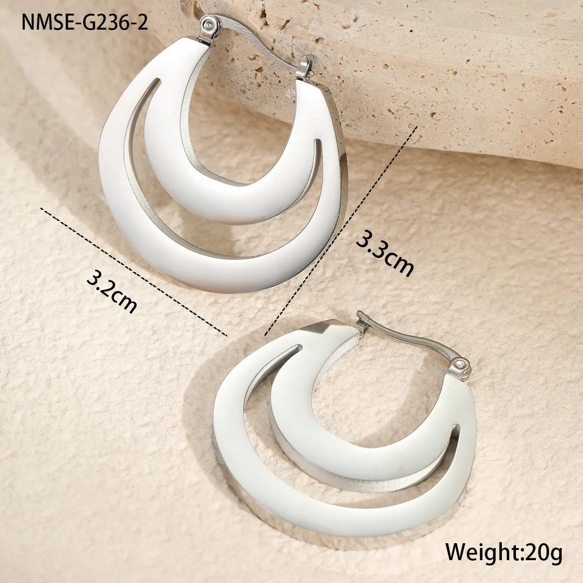 Geometric minimalist French earrings with 18K gold plating and round ring elements