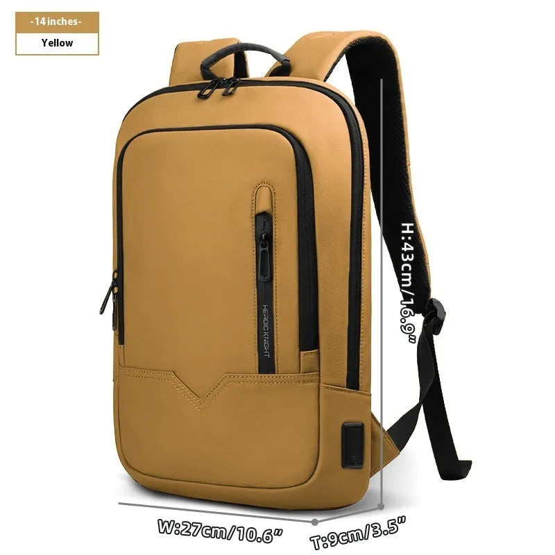 Lightweight polyester computer backpack with USB charging port in various colours