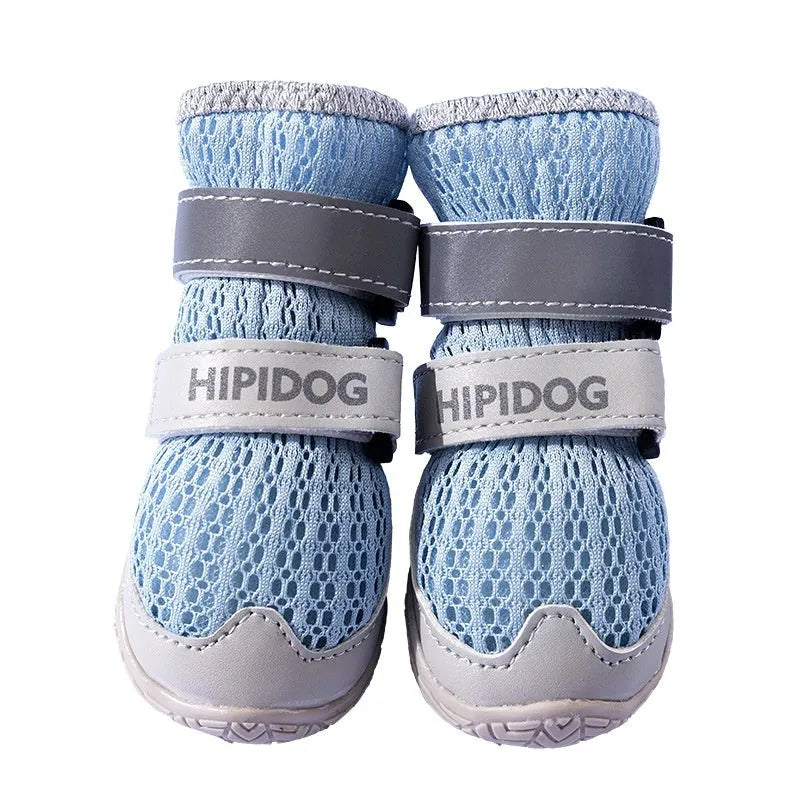 Cartoon style breathable dog shoes in Bondi Blue and Dean Green colours for summer paw protection