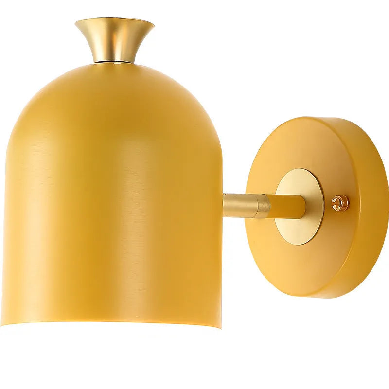 Single-head aluminium LED wall lamp in blue green pink or yellow colours for bedroom lighting