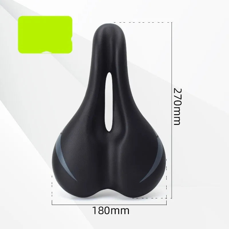 Bicycle seat cushion with hollow design pattern, PU leather exterior, measures 270mm by 180mm