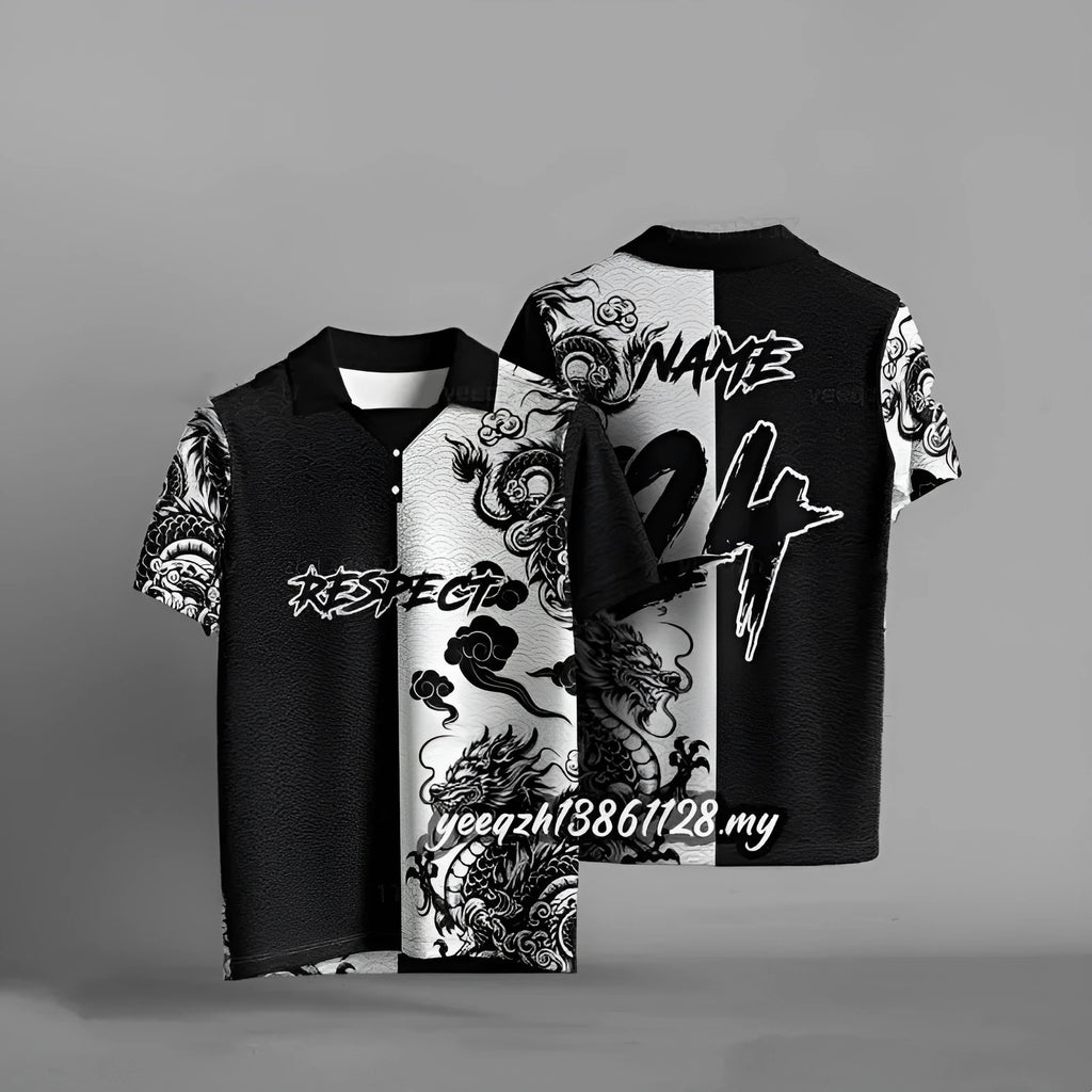 Black loose fit short sleeve t-shirt with a 3D digital print design.