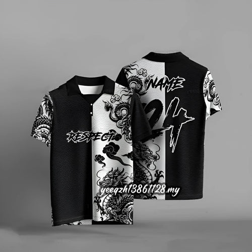 Black loose fit short sleeve t-shirt with a 3D digital print design.