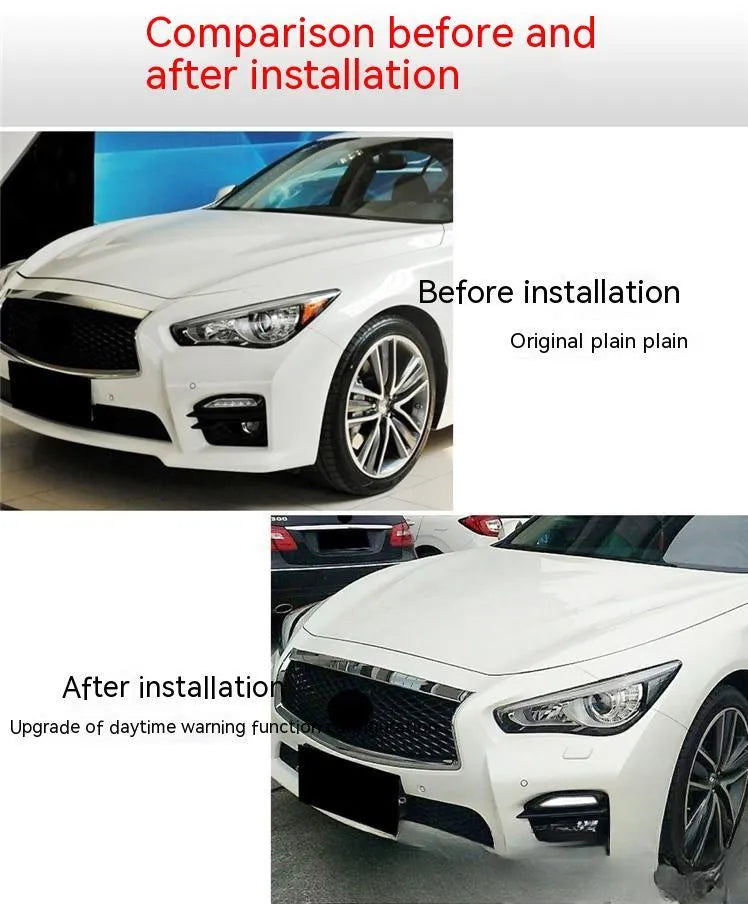 Infiniti Q50 Q70 front bumper LED turn signal and daytime running lamp unit in ABS housing