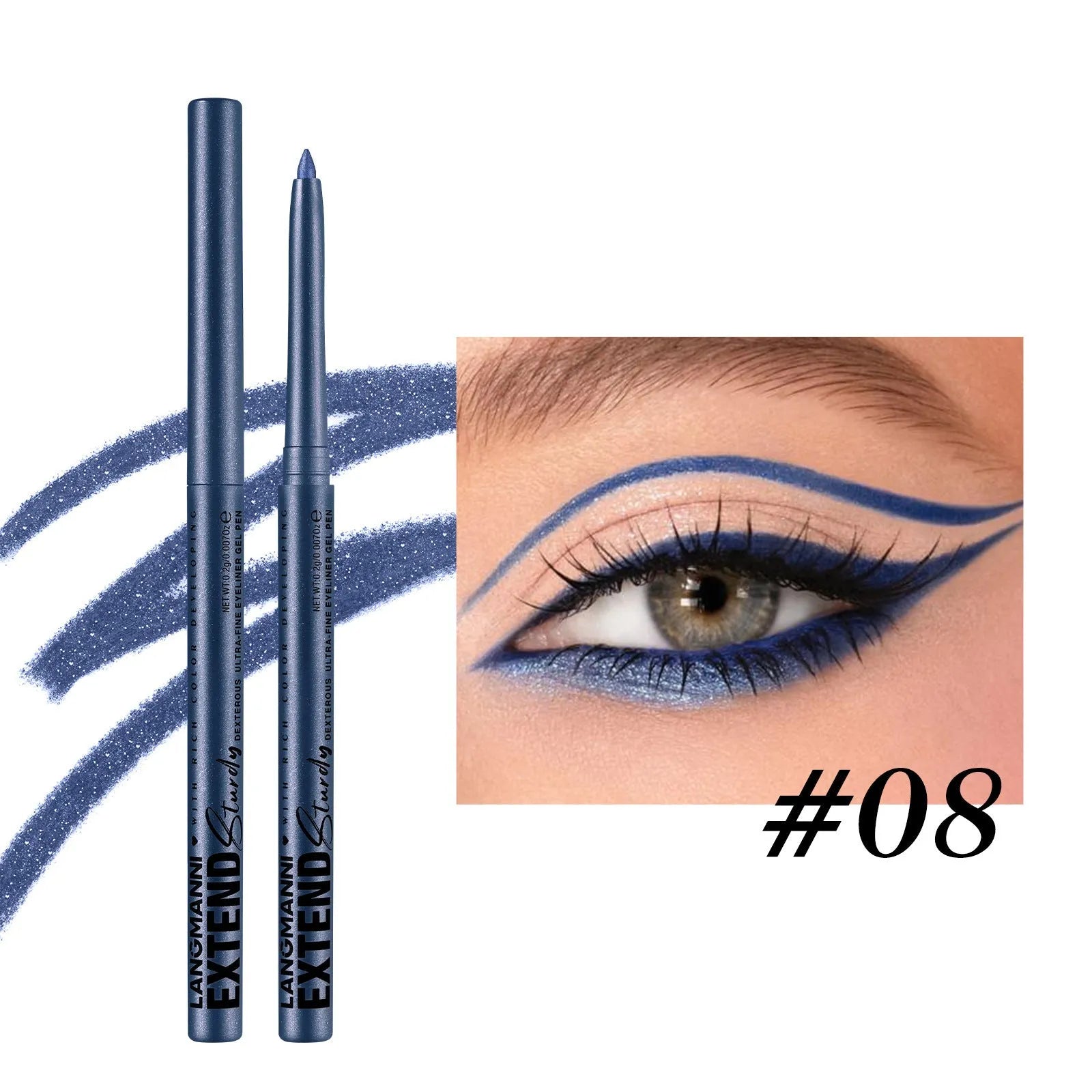 Set of 12 colourful gel glitter eyeliner pencils with matte, glitter, metallic, and pearl finishes