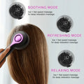 USB-powered head massage comb tingler in black, grey, or red with two-speed control