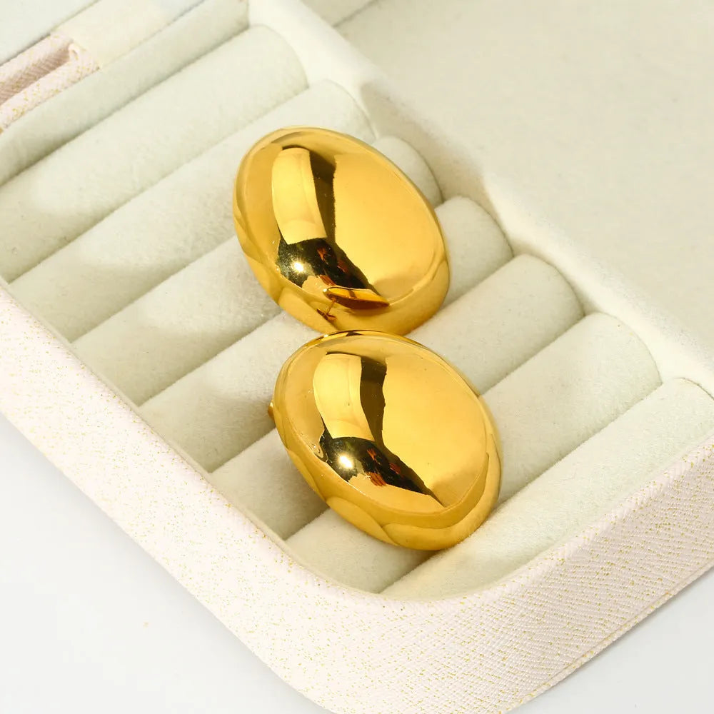 Geometric line earrings with 18K gold-plated glazed surface on stainless steel